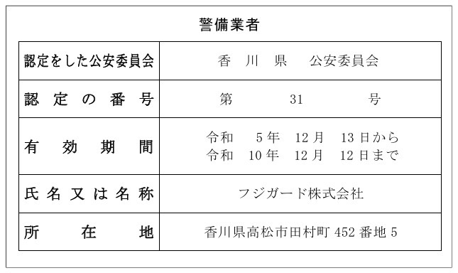 警備業者標識